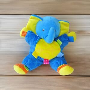 Taggies Mary Meyers Blue Elephant Crinkle Feet Soft Plush 12" Lovey Stuffed Toy